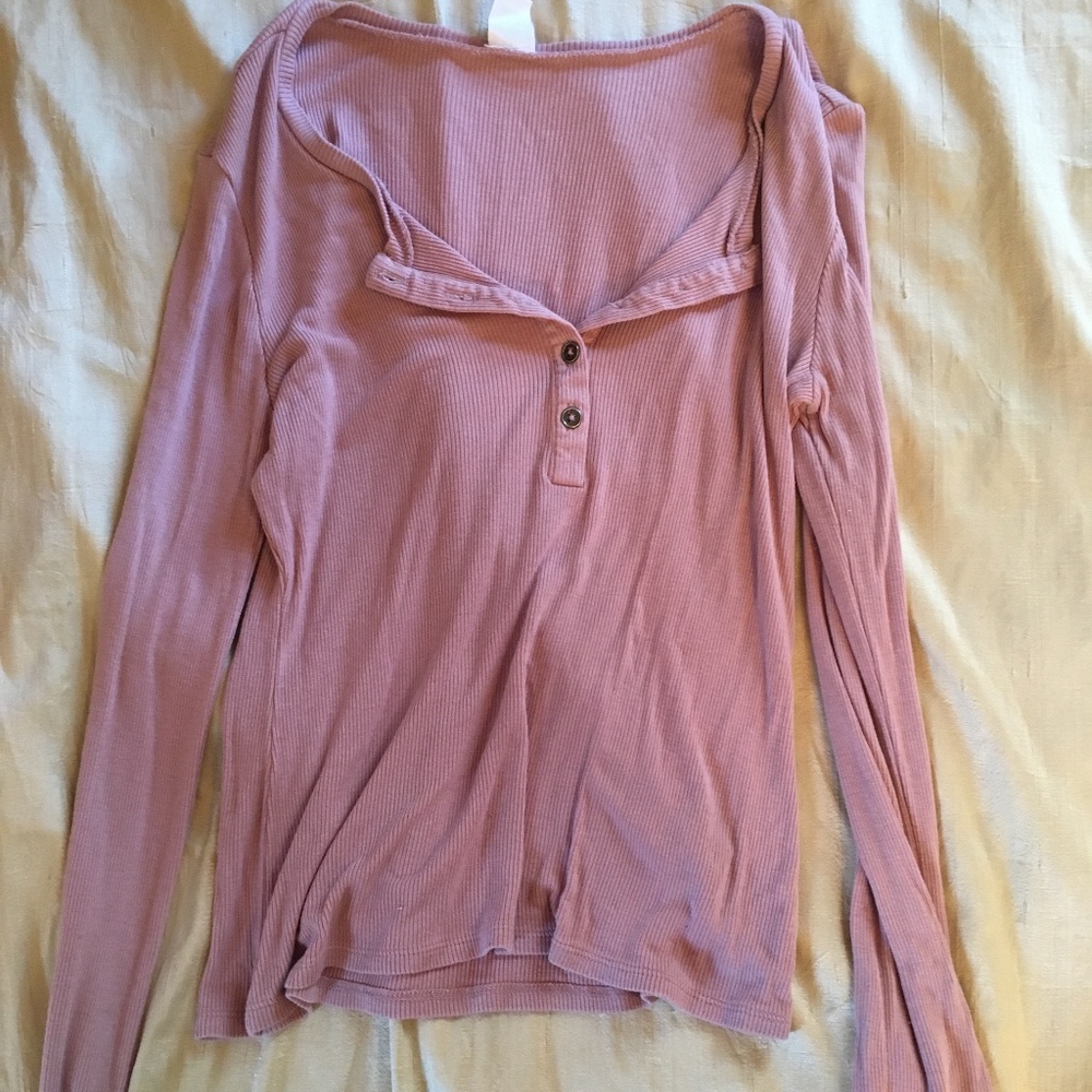 pink henley top
